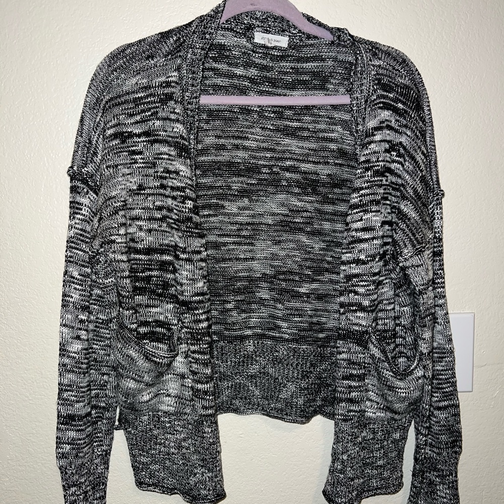 Black and white knit cardigan